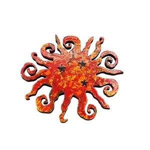 Hand Painted Sun Brooch Celestial Art Jewelry Statement Pin